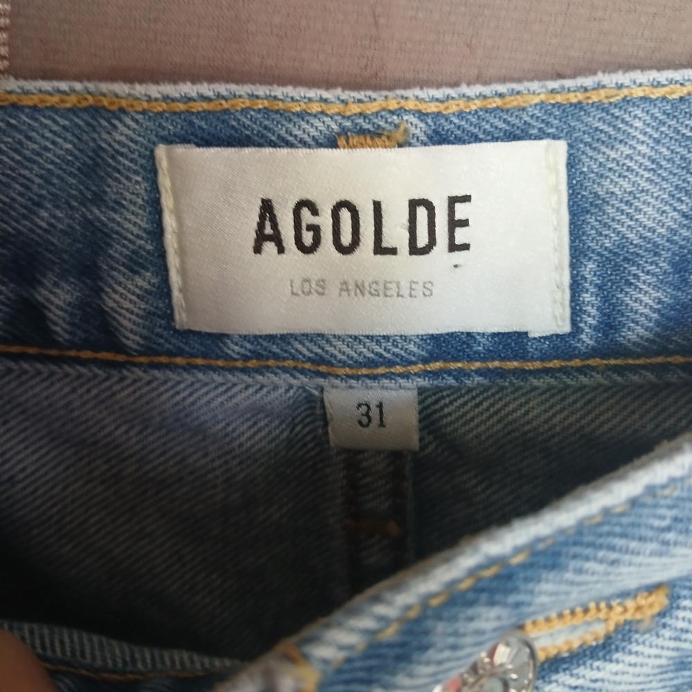 💎 AGOLDE Parker Vintage Cut Off Short In Swapmeet Women's Blue Denim Shorts - Picture 8 of 10